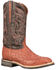 Lucchese Men's Rowdy Ostrich Skin Western Boots - Broad Square Toe, Cognac, hi-res