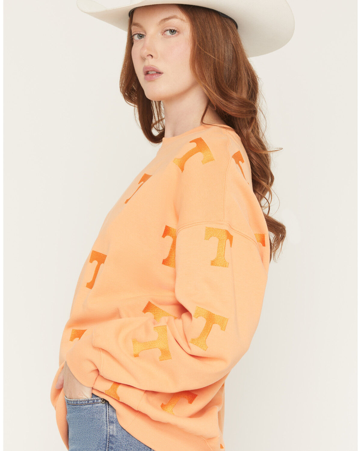 Image #2 - Gameday Women's UT Embroidered Crewneck, Orange, hi-res