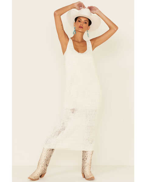 Show Me Your Mumu Summerly White Midi Crochet Dress , White, hi-res