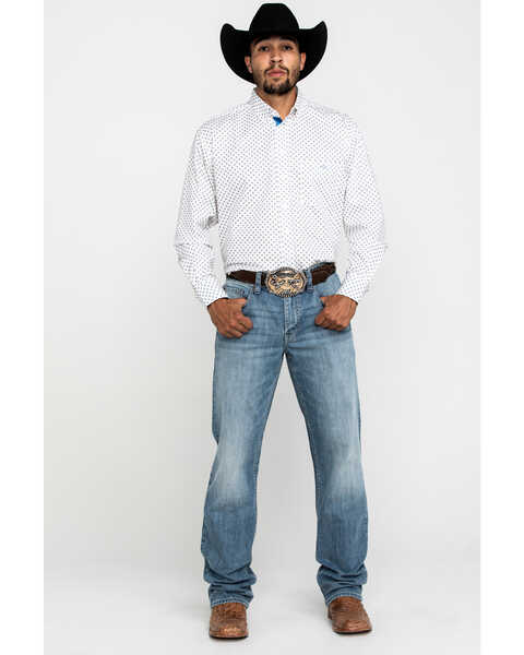 Resistol Men's White Stuart Geo Print Long Sleeve Western Shirt , White, hi-res