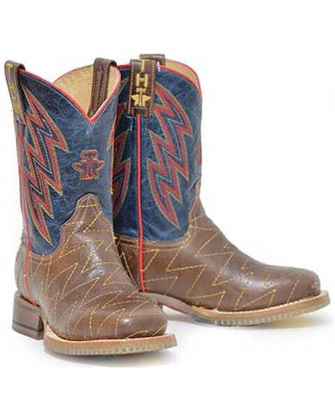 Image #1 - Tin Haul Boys' Lighting Fast Western Boots - Square Toe, Brown, hi-res