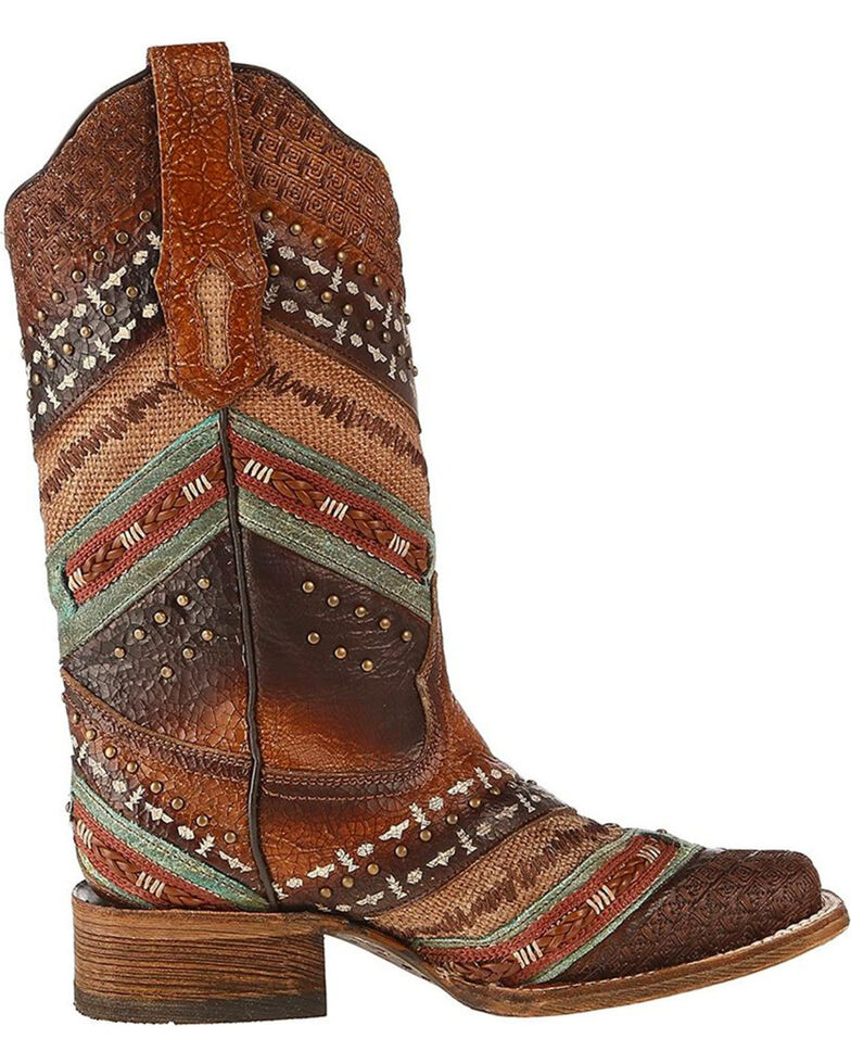 Corral Women's Turquoise and Brown Embroidered Cowgirl ...