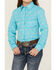 Image #3 - Panhandle Girls' Rodeo Arrow Print Long Sleeve Pearl Snap Western Shirt, Turquoise, hi-res