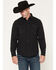 Image #1 - Seager Men's Calico Solid Long Sleeve Button-Down Flannel Shirt, Black, hi-res