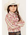 Cowgirl Hardware Girls' Embroidered Horse Plaid Print Long Sleeve Snap Western Shirt, Pink, hi-res