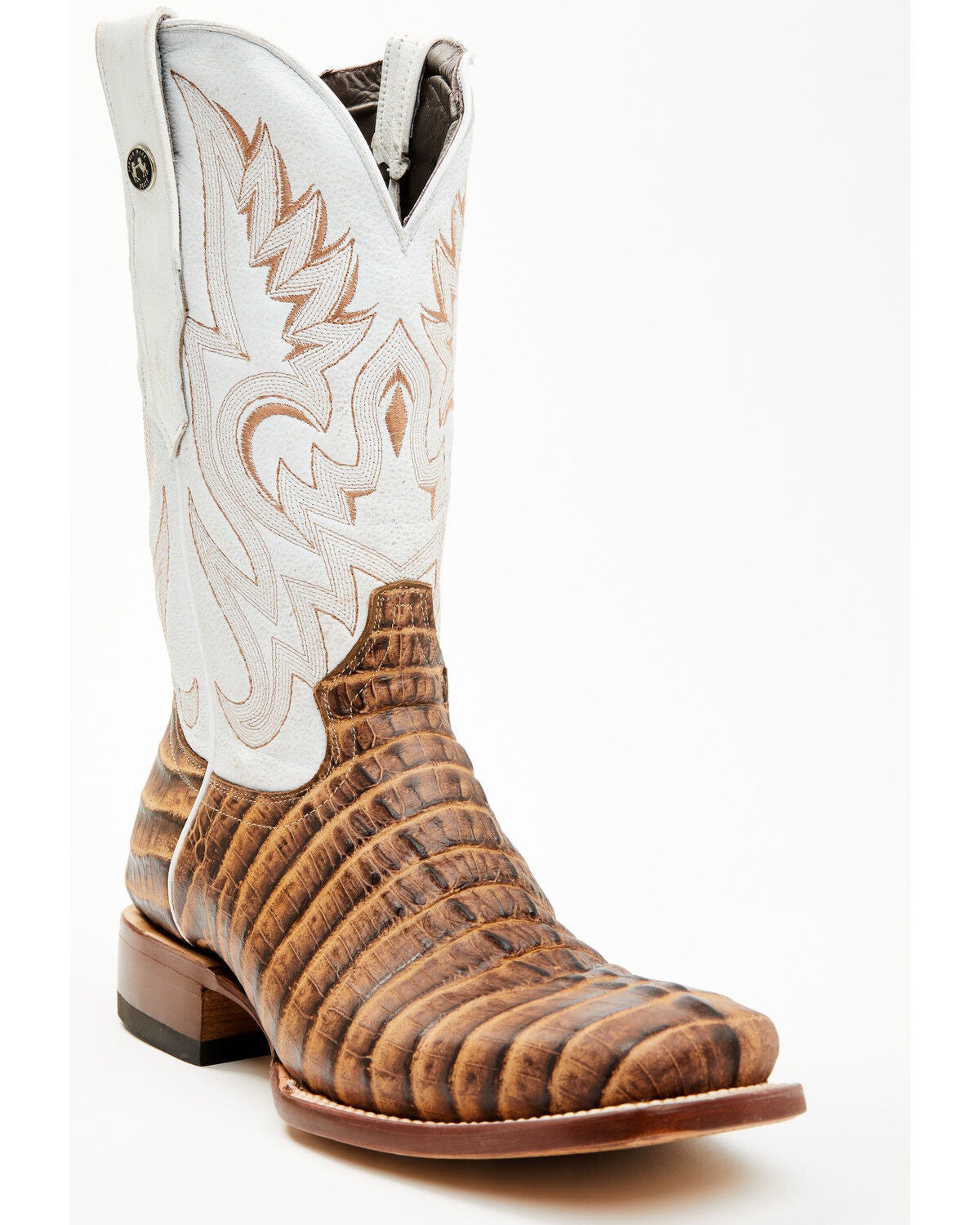 Tanner Mark Men's Caiman Print Western Boots - Broad Square Toe, Oryx, hi-res