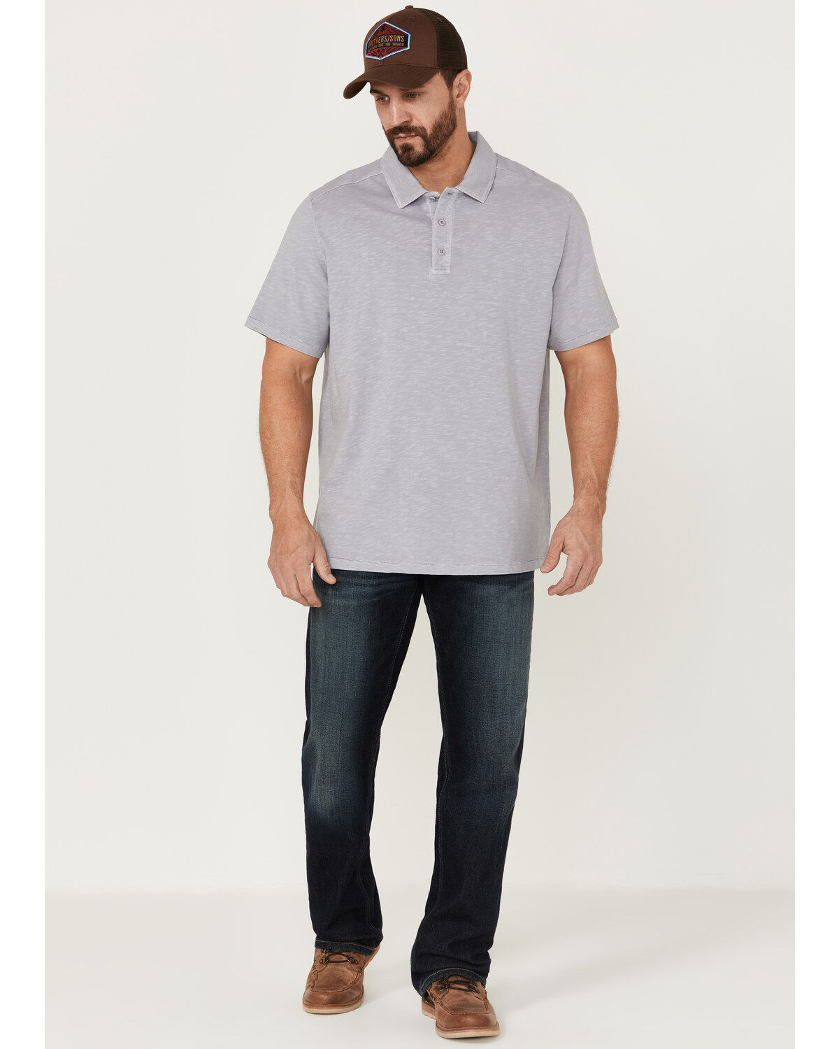Image #2 - Brothers and Sons Men's Solid Slub Short Sleeve Polo Shirt, Light Grey, hi-res