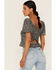 Beyond The Radar Women's Ditsy Floral Print Smocked Shirt, Black, hi-res