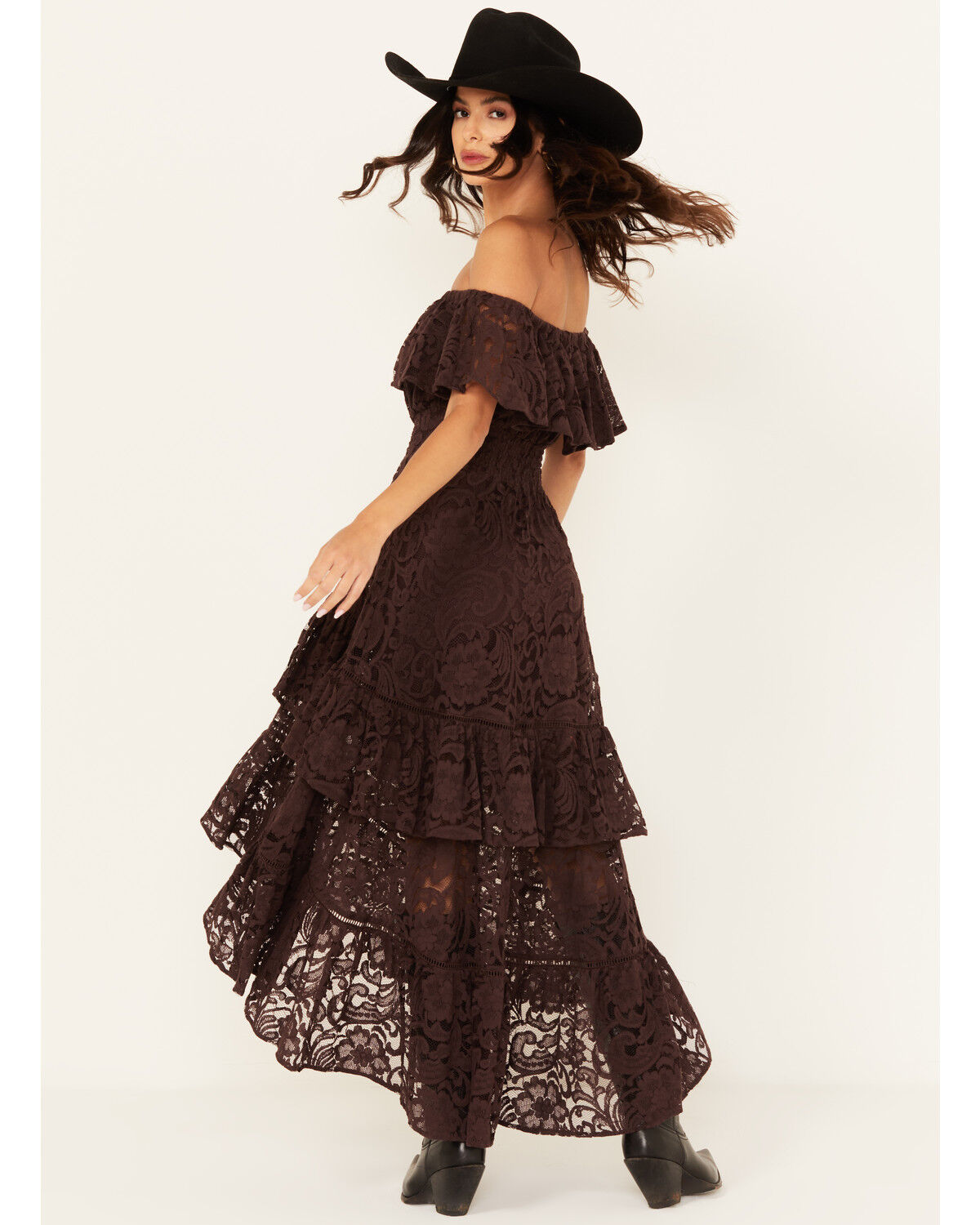 Image #4 - Shyanne Women's Lace Off The Shoulder High-Low Dress, , hi-res