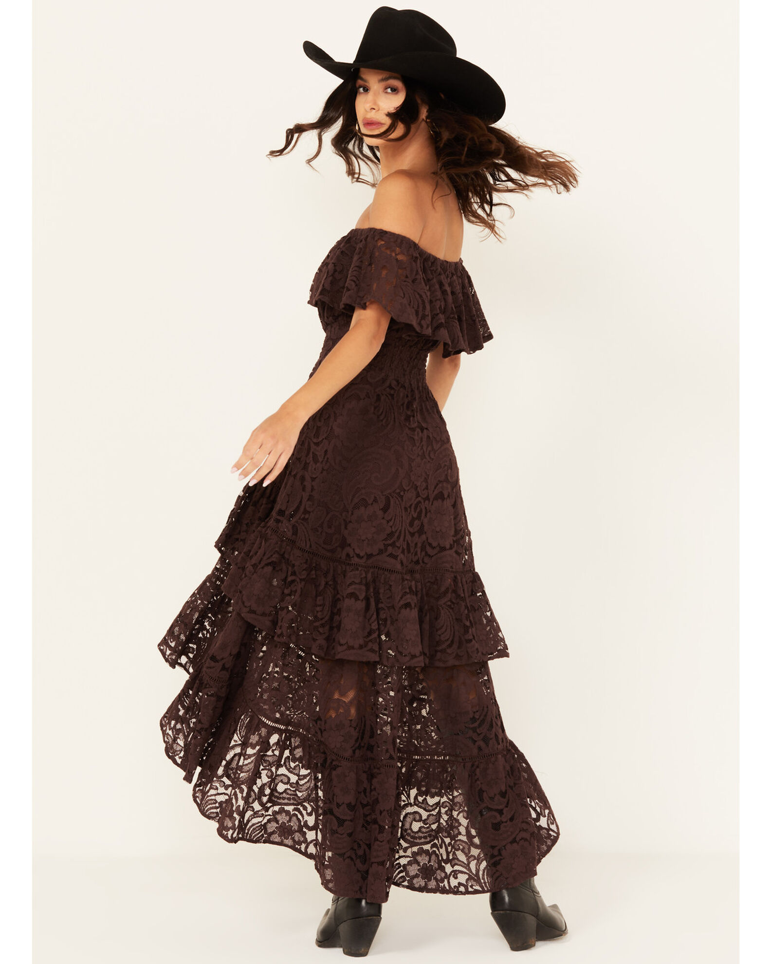 Image #4 - Shyanne Women's Lace Off The Shoulder High-Low Dress, , hi-res