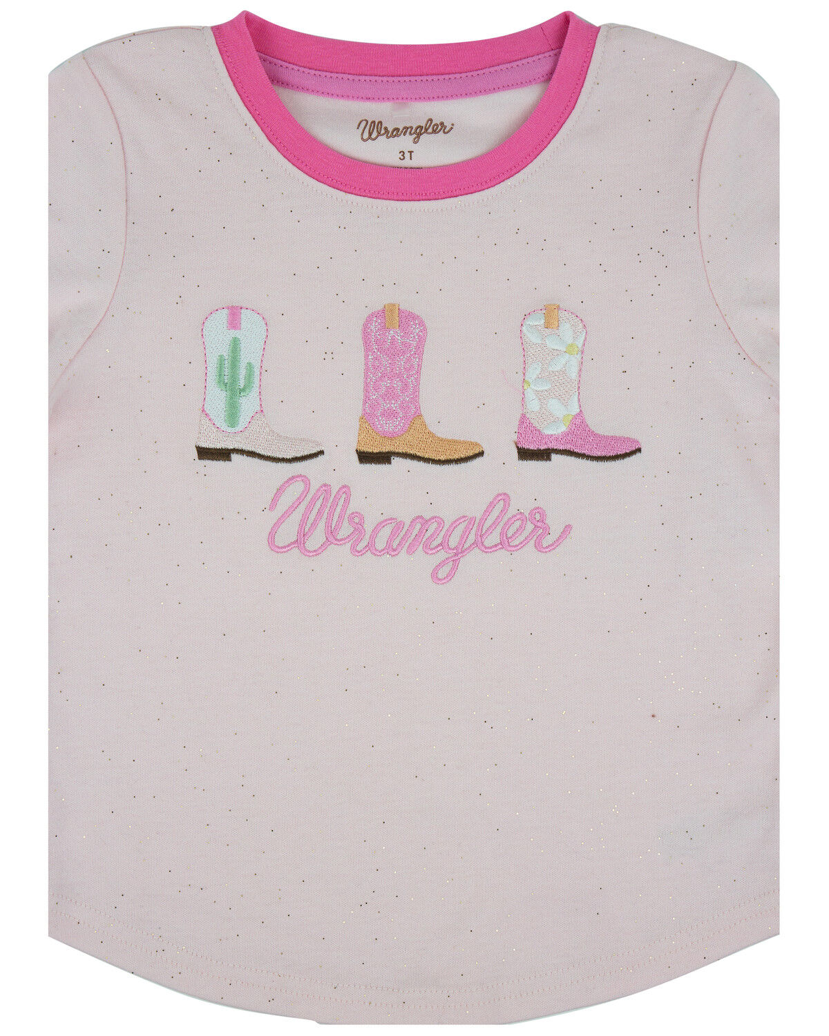 Image #3 - Wrangler Toddler Girls' Sparkle Cowgirl Boot Embroidered Long Sleeve Tee, Pink, hi-res