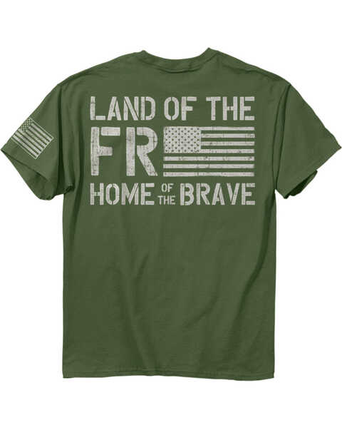 Buck Wear Men's Green Freedom Flag Short Sleeve Shirt , Hunter Green, hi-res