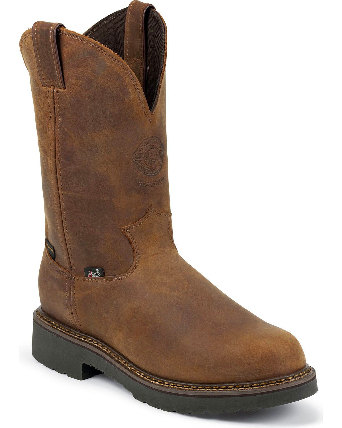 Image #1 - Justin Men's J-Max Balusters EH Waterproof Pull-On Work Boots - Soft Toe, Aged Bark, hi-res