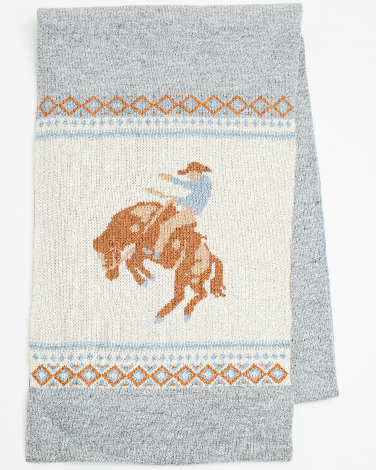 Image #1 - Idyllwind Women's Appaloosa Southwestern Knit Scarf, Cream/blue, hi-res