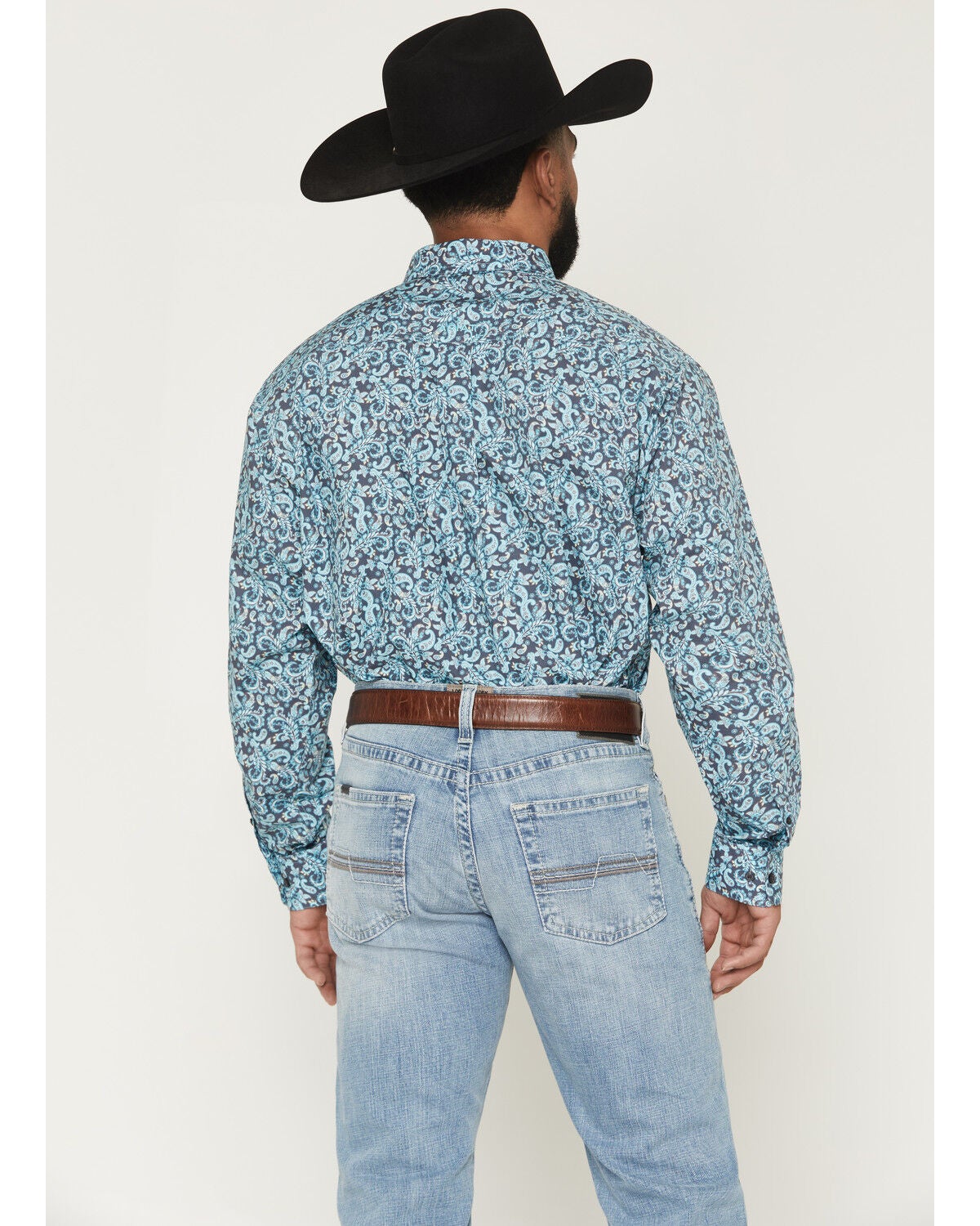 Image #4 - Ariat Men's Phelps Floral Paisley Long Sleeve Button-Down Western Shirt, Blue, hi-res
