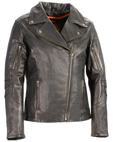 Image #1 - Milwaukee Leather Women's Lightweight Long Length Vented Biker  Leather Jacket, , hi-res