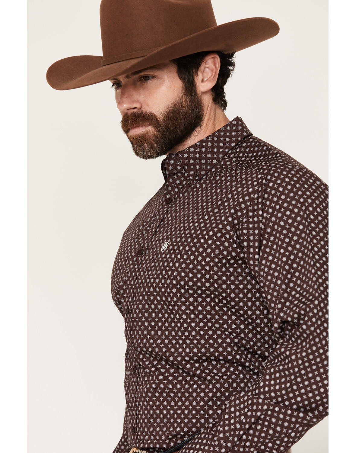 Image #2 - Ariat Men's Constantine Medallion Print Long Sleeve Button-Down Western Shirt - Tall, Brown, hi-res