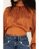Flying Tomato Women's Shadow Stripe Top, Rust Copper, hi-res