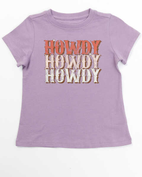 Shyanne Toddler Girls' Howdy Short Sleeve Graphic Tee, Purple, hi-res