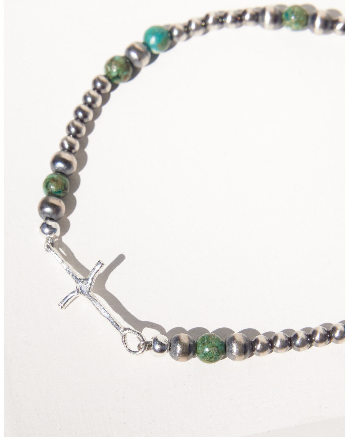 Image #3 - Paige Wallace Women's Tiny Cross Navajo Pearl Bracelet, Silver, hi-res