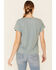 Image #4 - White Crow Women's Teal Floral Longhorn Skull Graphic Short Sleeve Tee, Teal, hi-res