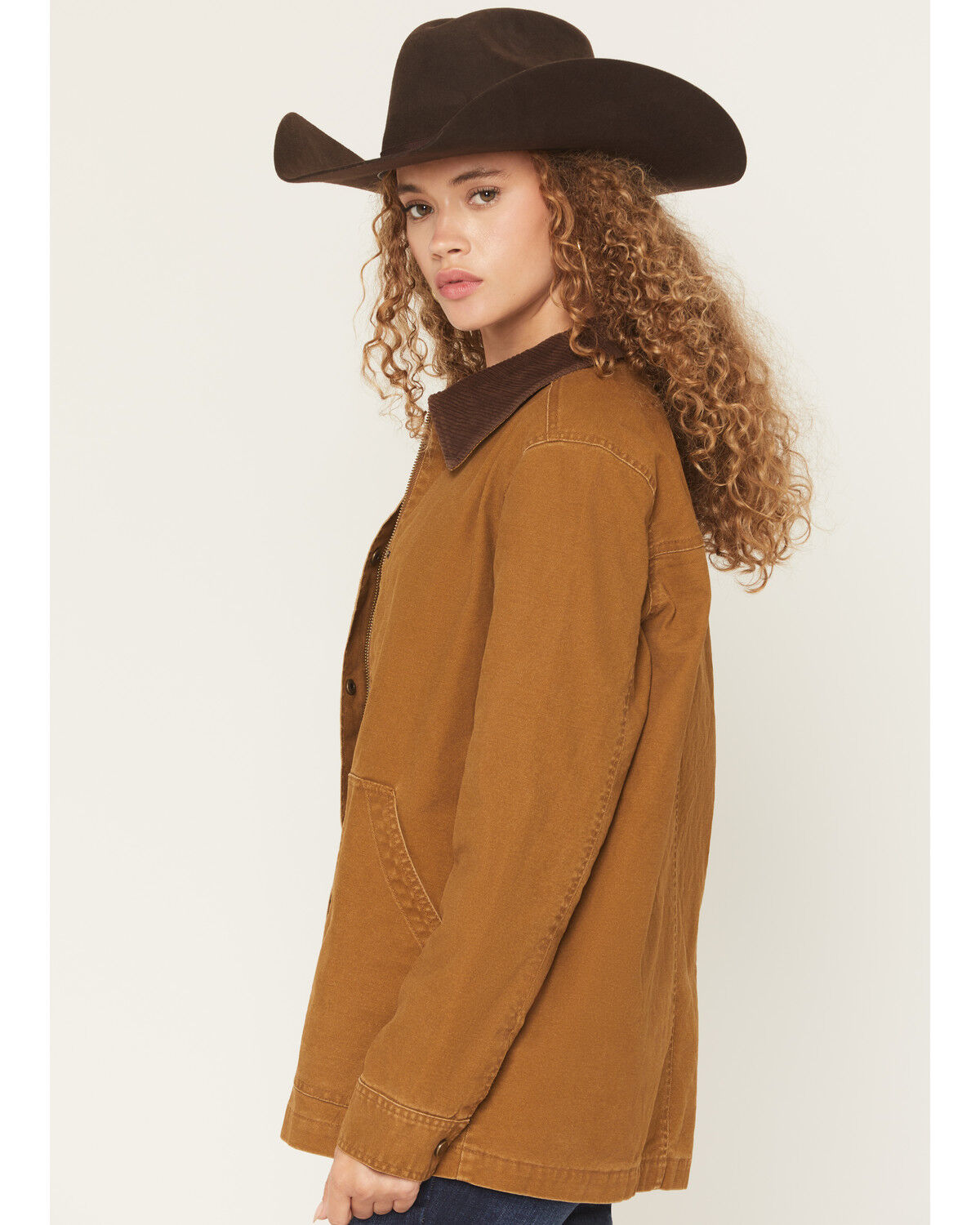 Image #2 - 26 International Women's Corduroy Collar Barn Jacket, Brown, hi-res