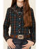 Image #3 - Roper Girls' Windowpane Plaid Print Fancy Yoke Long Sleeve Pearl Snap Western Shirt, Brown, hi-res