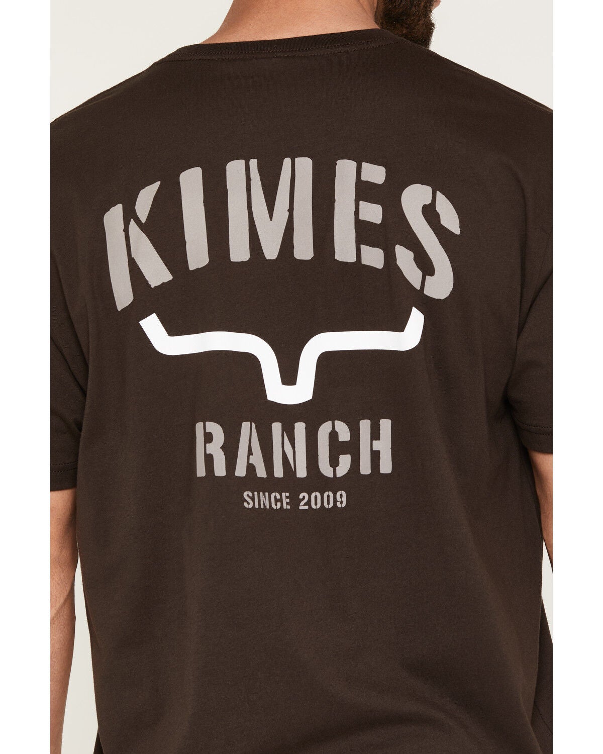 Image #4 - Kimes Ranch Men's Boot Barn Exclusive Stencil Logo Short Sleeve Graphic T-Shirt, Dark Brown, hi-res