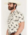 Image #2 - Rock & Roll Denim Men's Steer Print Short Sleeve Snap Stretch Western Shirt, Tan, hi-res