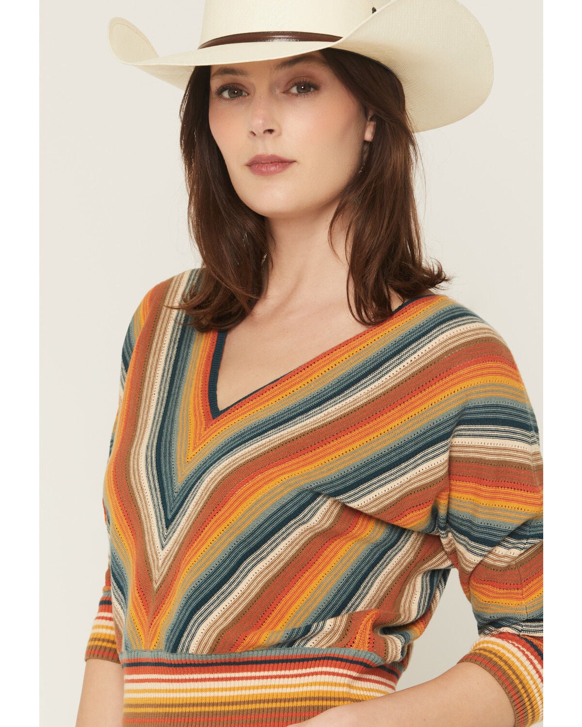 Image #2 - Shyanne Women's Hamilton Striped Dolman Sweater, Teal, hi-res