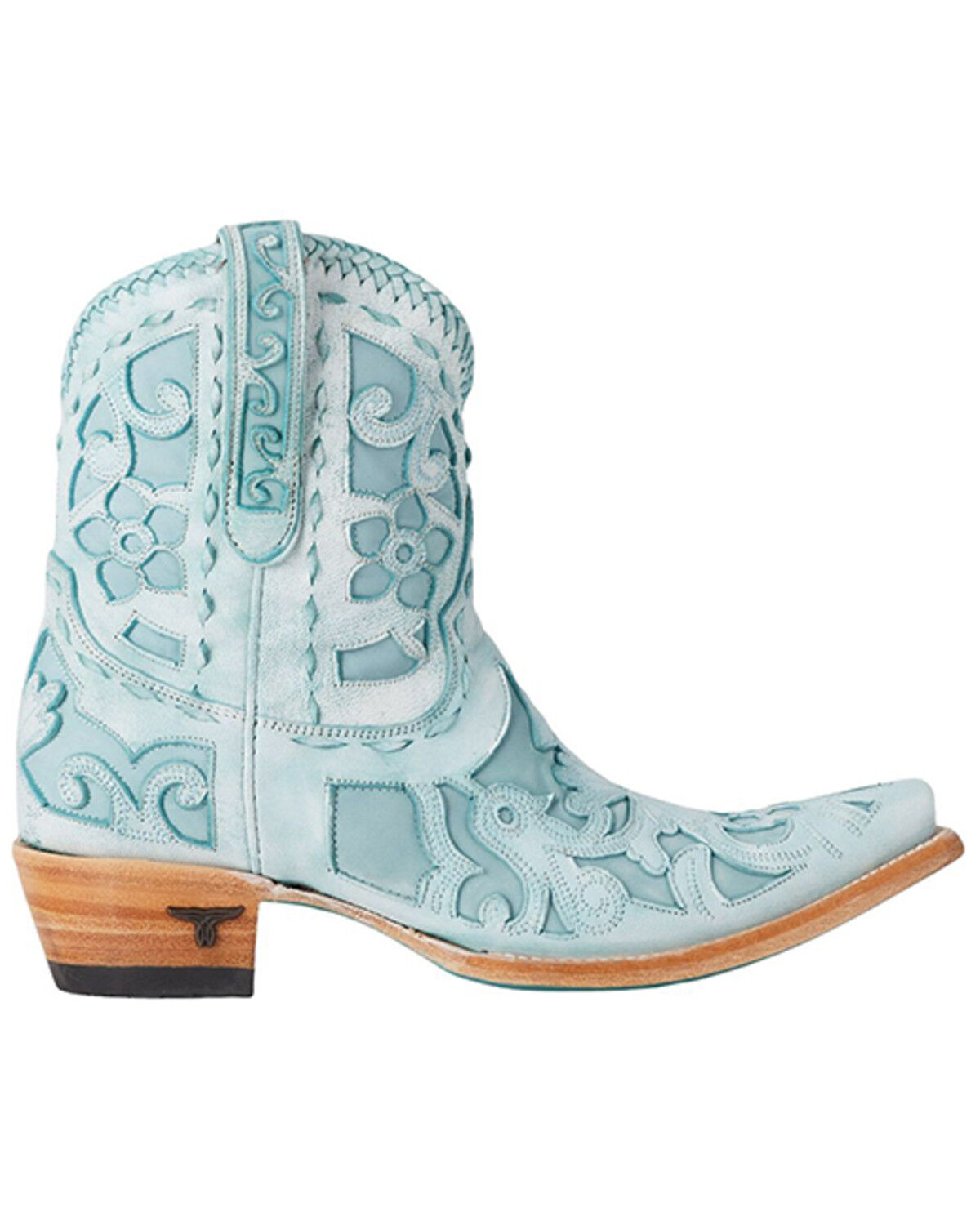 Image #2 - Lane Women's Robin Outlay Western Booties - Snip Toe, Blue, hi-res