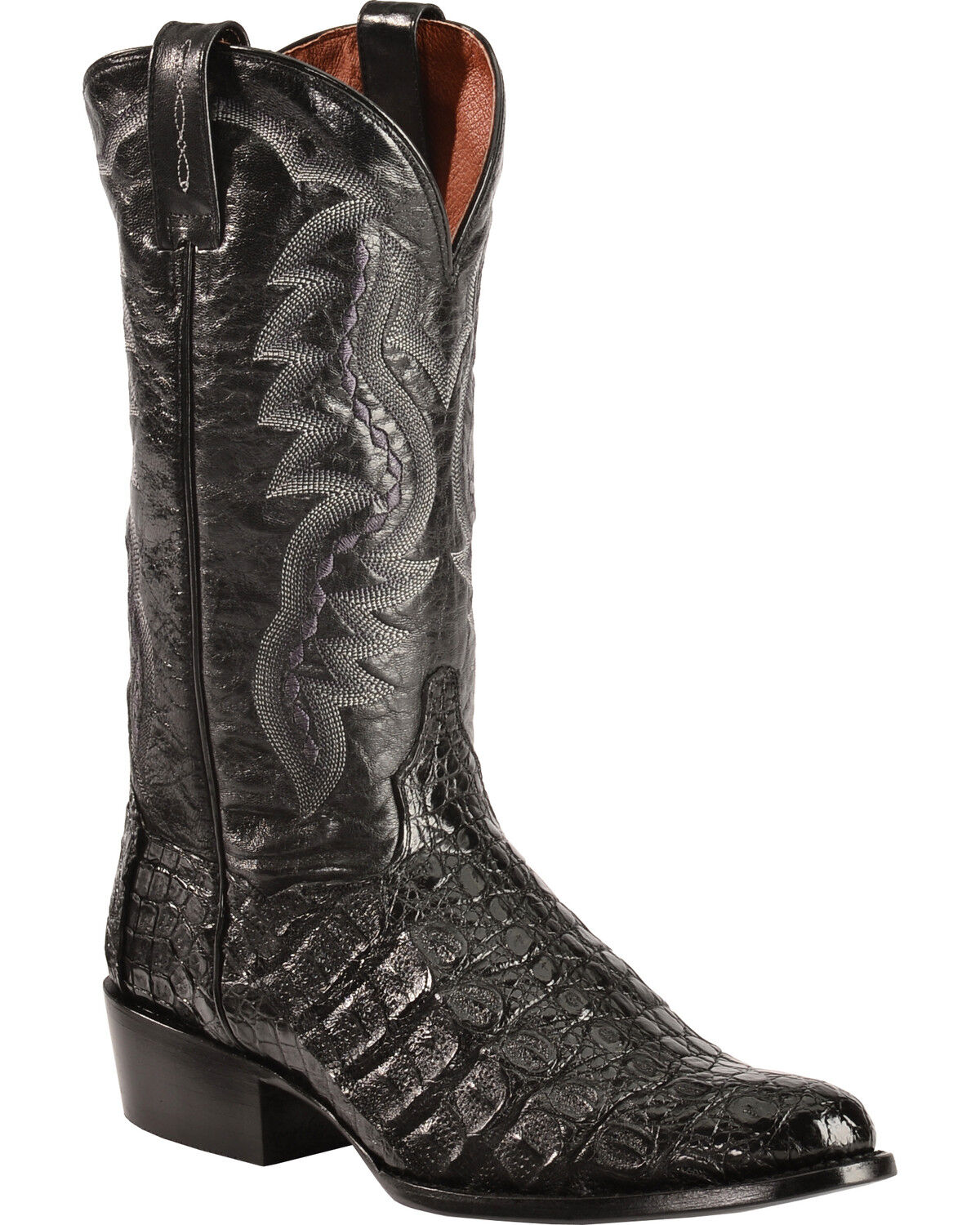 Image #1 - Dan Post Men's Flank Exotic Caiman Western Boots - Round Toe, Black, hi-res