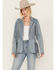 Image #1 - Rock & Roll Denim Women's Light Wash Denim Stretch Fringe Blazer, , hi-res