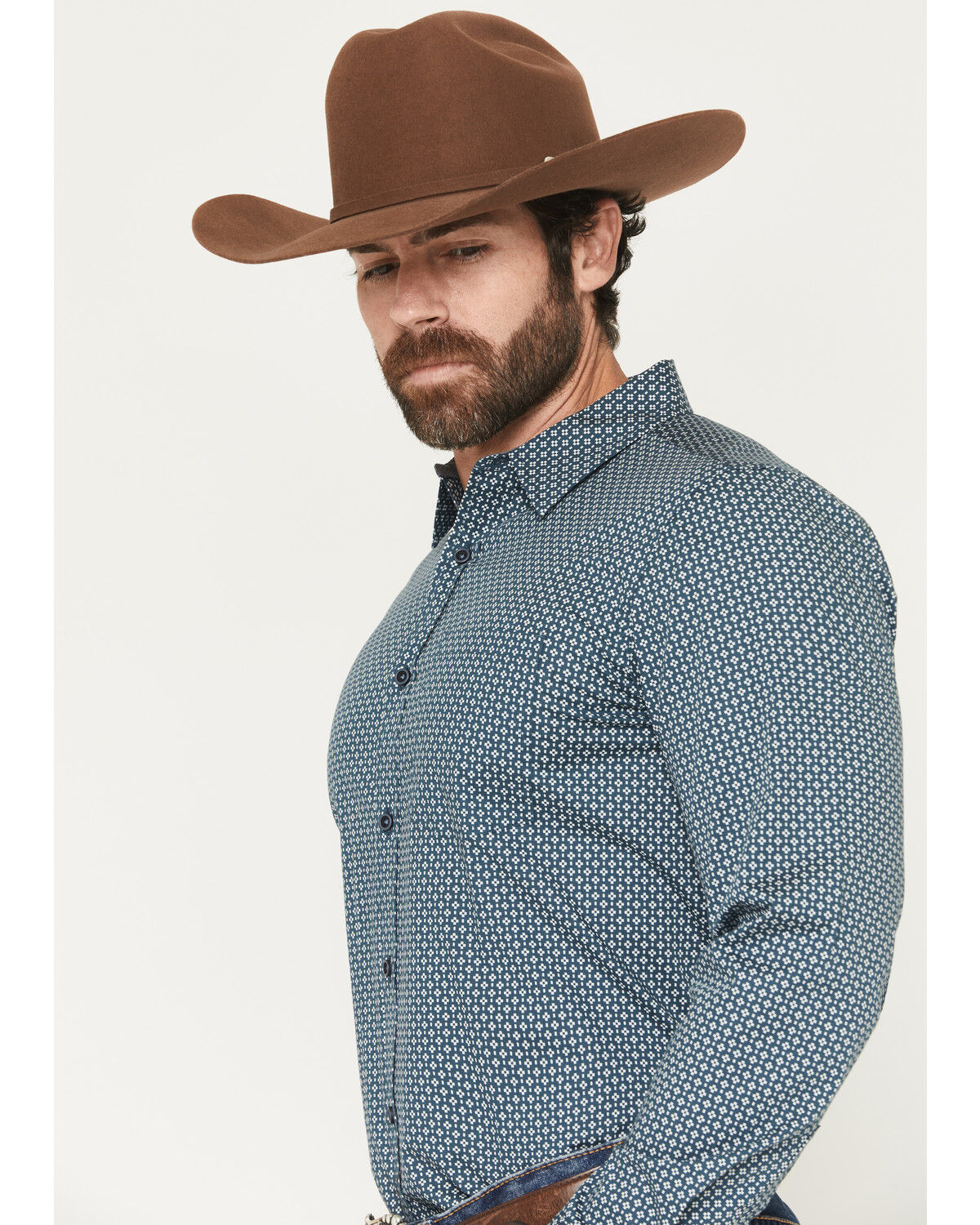 Image #2 - Cody James Men's Bourbon Geo Print Long Sleeve Button-Down Stretch Western Shirt - Tall, Navy, hi-res