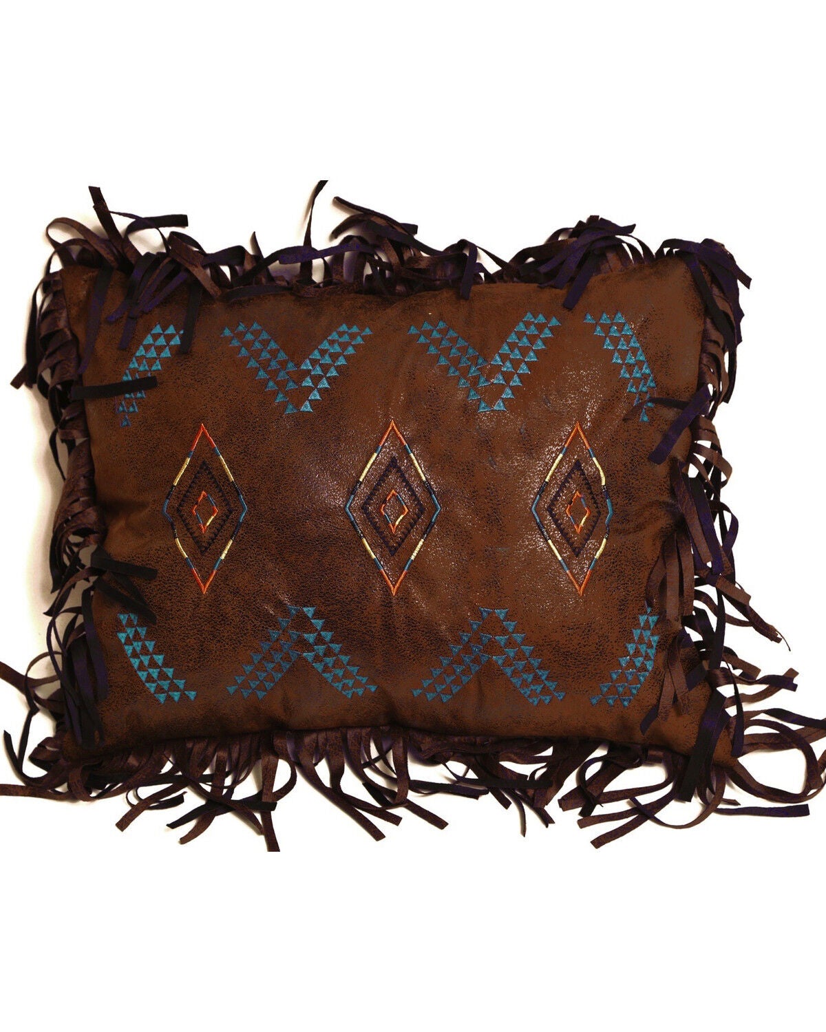 Carstens Embroidered Diamond Pillow, Brown, hi-res