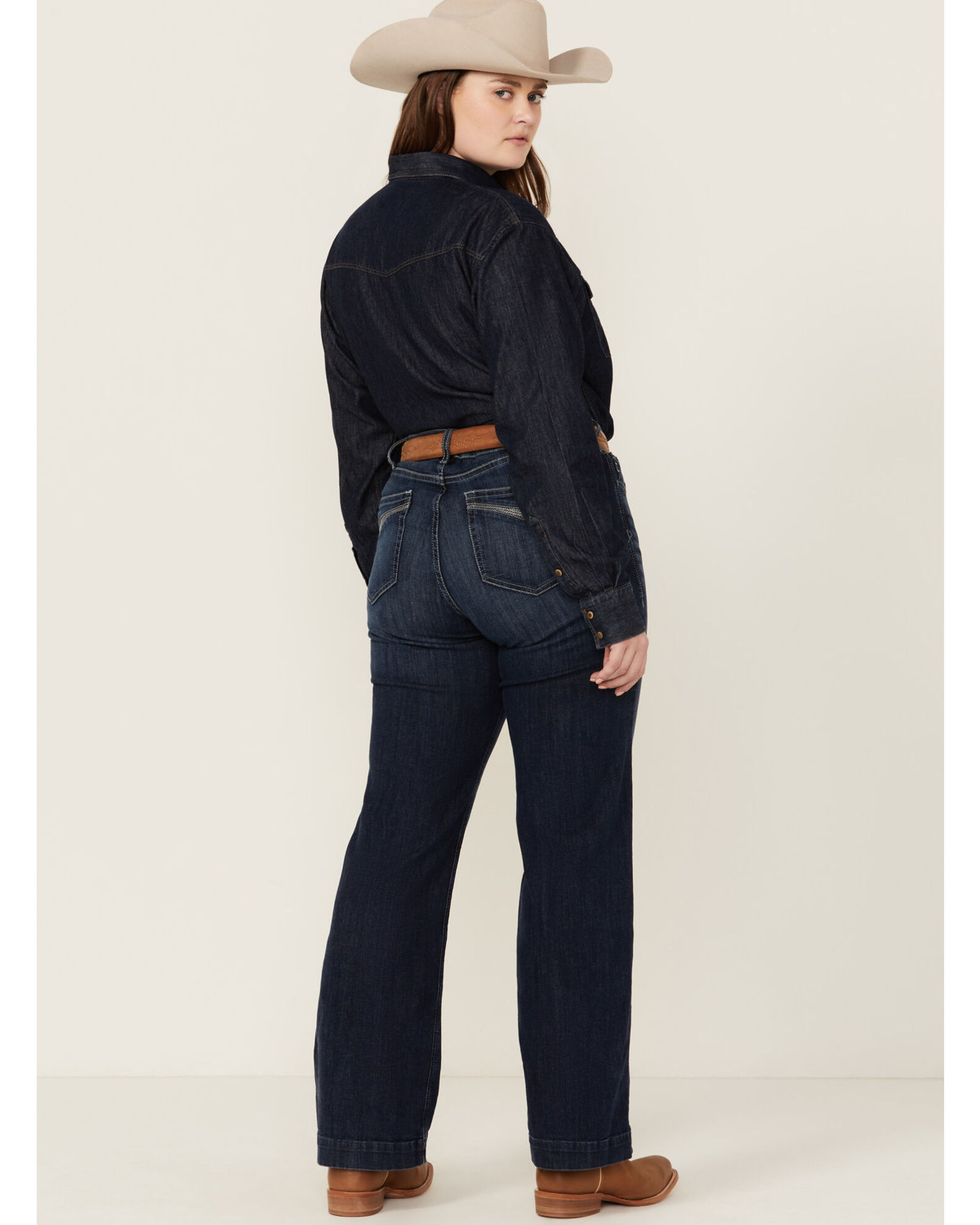 Product Name Ariat Women's Dark Wash Mid Rise Angela Trouser Jeans Plus