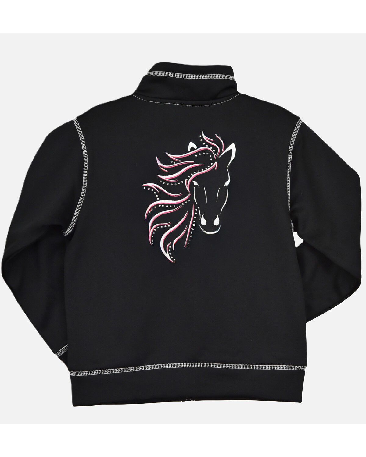 Image #2 - Cowgirl Hardware Girls' Horse Embroidered Softshell Jacket, Black, hi-res