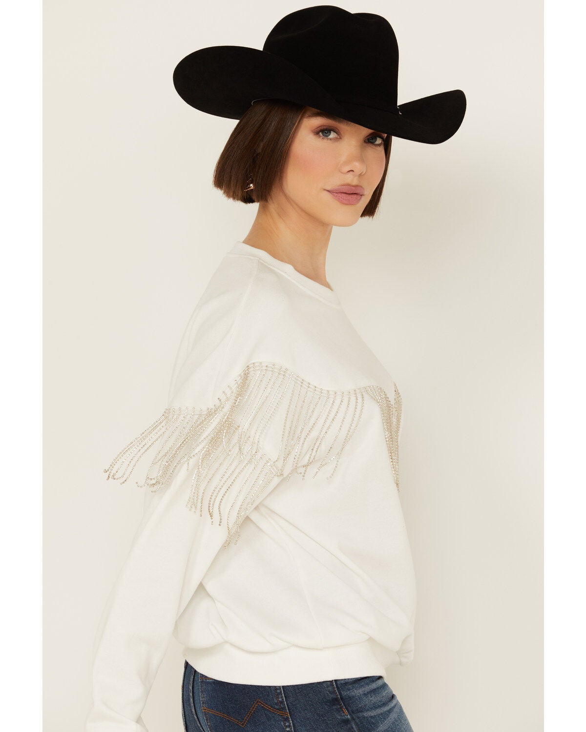 Image #4 - Blue B Women's Rhinestone Fringe Sweatshirt, , hi-res