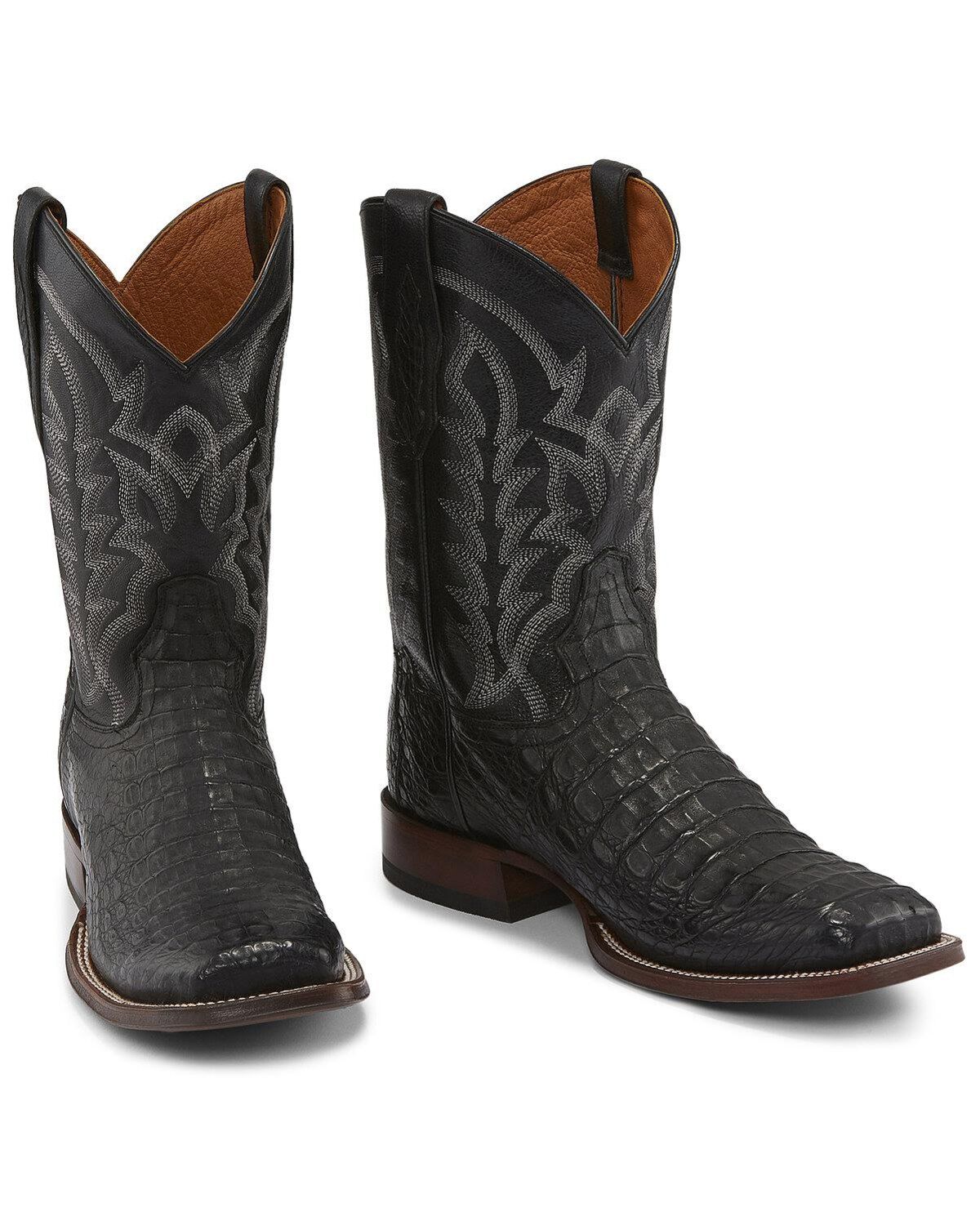 Tony Lama Men's Black Hornback Caiman
