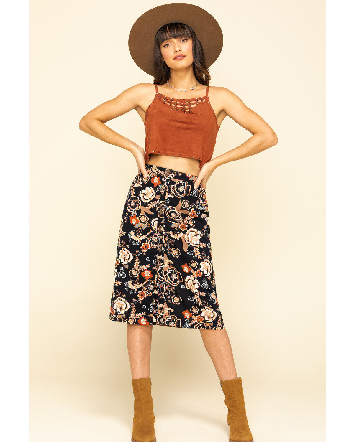 Image #6 - Shyanne Women's Faux Suede Studded Crop Cami, , hi-res