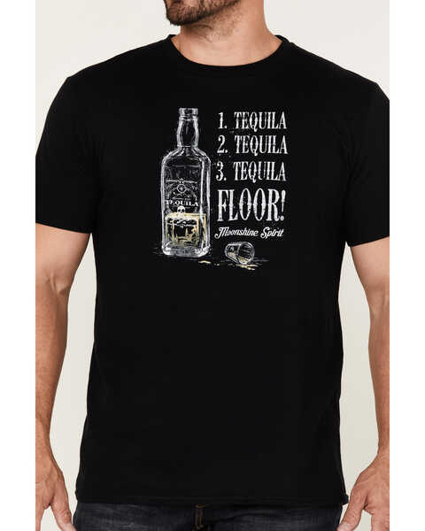 Moonshine Spirit Men's Tequila Floor Stacked Graphic Short Sleeve T-Shirt , Black, hi-res