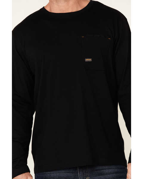 Image #3 - Ariat Men's Solid Rebar Workman Full Coverage Graphic Long Sleeve Work T-Shirt , Black, hi-res