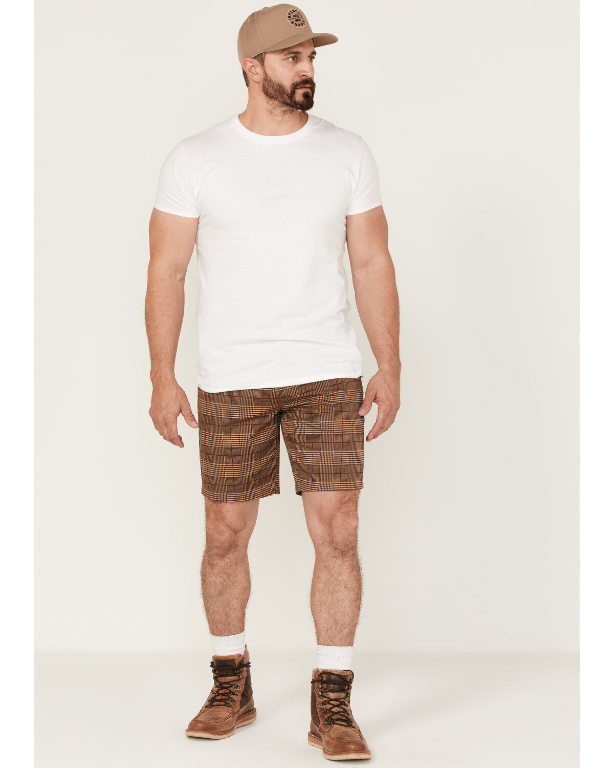 Image #1 - Brixton Men's Choice Stretch Twill Chino Shorts, Brown, hi-res