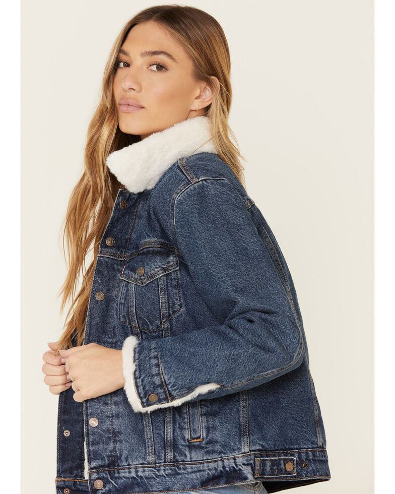 Levi's Women's Fur Lined Medium Wash Denim Jacket | Boot Barn