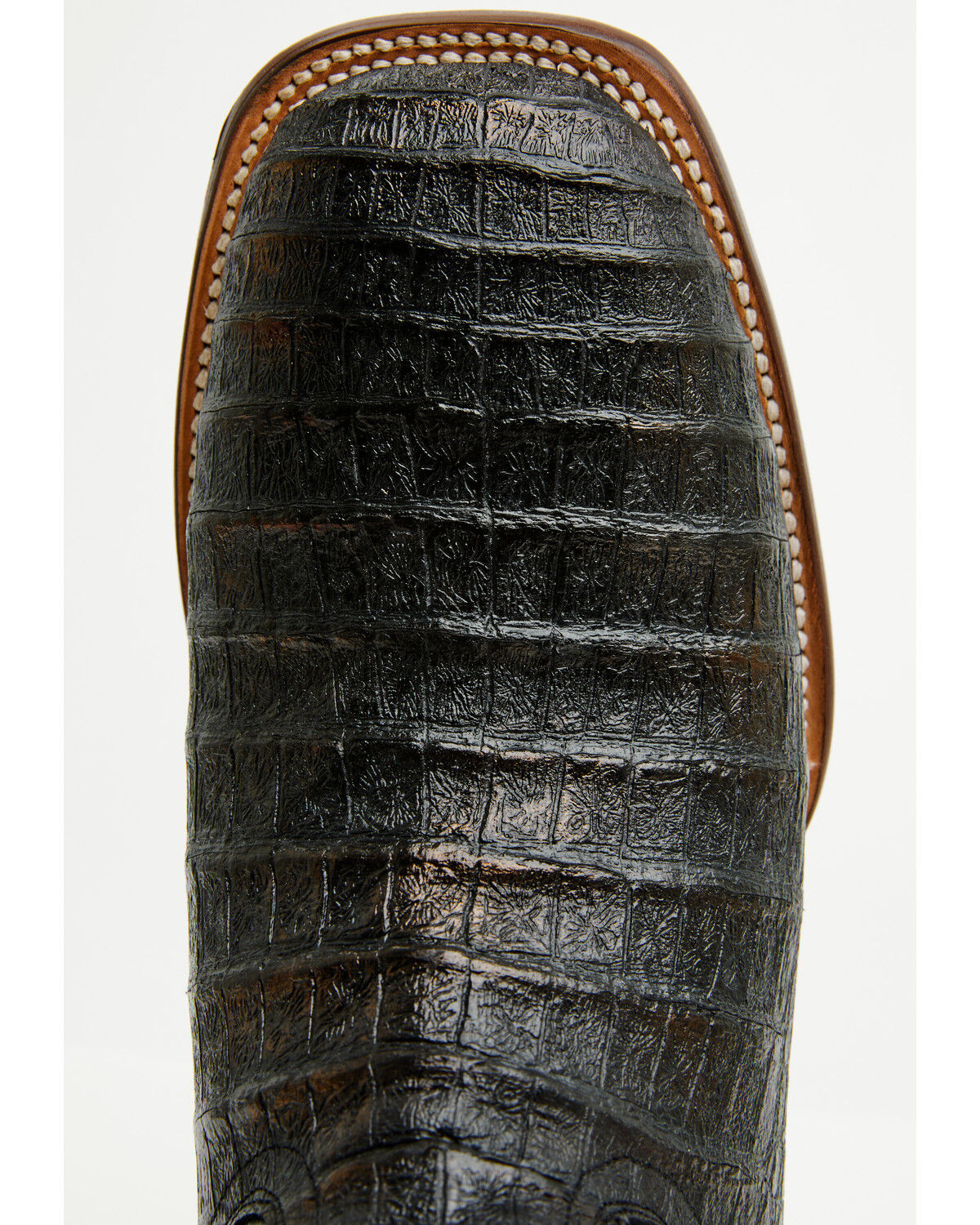 Image #6 - Tanner Mark Men's Caiman Print Western Boots - Broad Square Toe, Black, hi-res