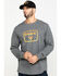 Image #1 - Hawx Men's Grey Box Logo Graphic Thermal Long Sleeve Work Shirt , , hi-res