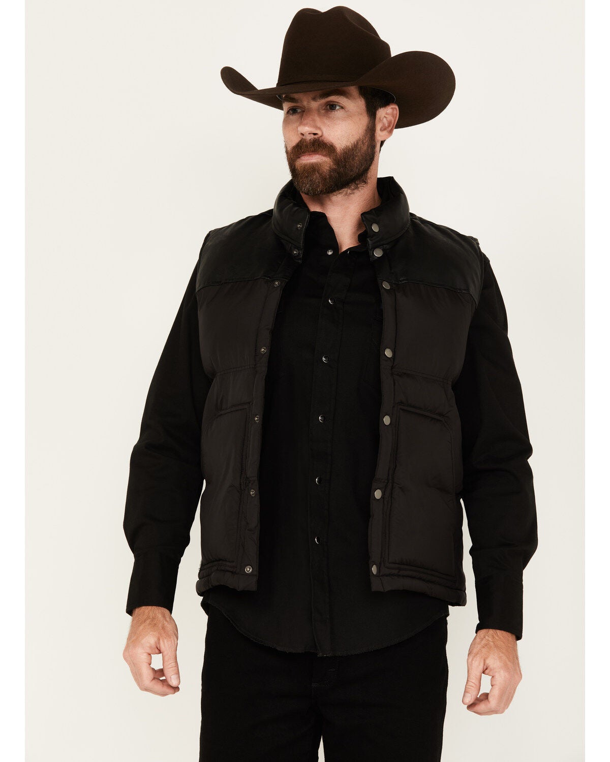 Moonshine Spirit&reg; Men's Snap Puffer Vest, Black, hi-res