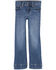 Image #2 - Wrangler Girls' Embroidered Trouser Stretch Denim Jeans, Blue, hi-res