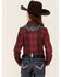 Image #3 - Roper Girls' Fancy Applique Plaid Long Sleeve Snap Western Shirt , Red, hi-res