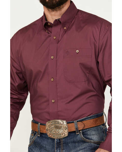 George Strait by Wrangler Men's Solid Long Sleeve Button-Down Western ...